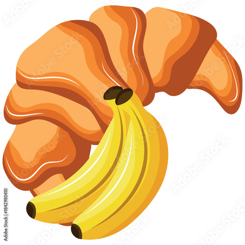 vector icon of pastries, namely a croissant with banana flavor, for menus and various food designs