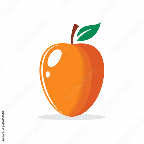 Illustration of a fresh apricot with a green leaf for designs or food product packaging projects