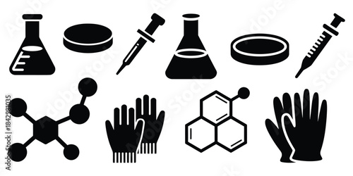 Laboratory glassware icon vector set collection for medical and scientific tools