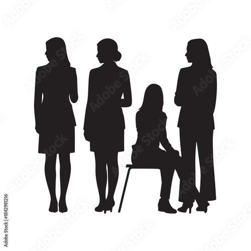 Set of Business Women Silhouettes in Formal Attire