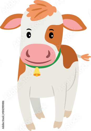 Farm baby cow. Cute cartoon animal character