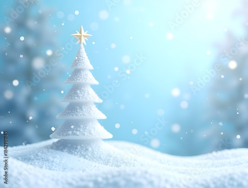 Minimal Winter Blue Snow Christmas Banner Background