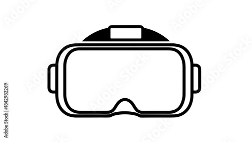 Diving goggles icon in minimalist flat style, black and white colors, scuba diving equipment symbol for water sports and travel design