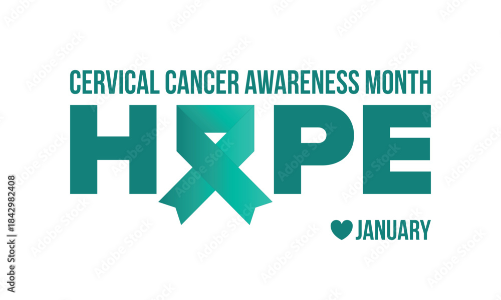 Obraz premium Cervical Cancer Awareness Month. Celebrate annual in January. Woman healthcare. Girl solidarity. Cancer prevention. Female disease. Medical healthcare concept. Poster, banner and background. Vector