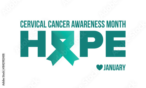 Cervical Cancer Awareness Month. Celebrate annual in January. Woman healthcare. Girl solidarity. Cancer prevention. Female disease. Medical healthcare concept. Poster, banner and background. Vector