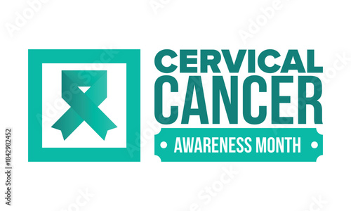 Cervical Cancer Awareness Month. Celebrate annual in January. Woman healthcare. Girl solidarity. Cancer prevention. Female disease. Medical healthcare concept. Poster, banner and background. Vector