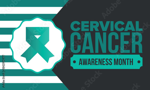 Cervical Cancer Awareness Month. Celebrate annual in January. Woman healthcare. Girl solidarity. Cancer prevention. Female disease. Medical healthcare concept. Poster, banner and background. Vector