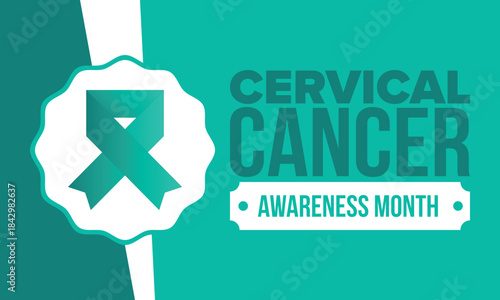 Cervical Cancer Awareness Month. Celebrate annual in January. Woman healthcare. Girl solidarity. Cancer prevention. Female disease. Medical healthcare concept. Poster, banner and background. Vector