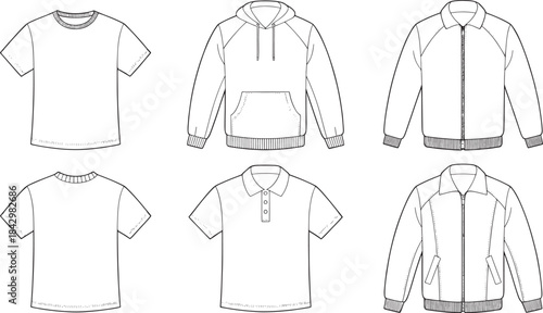 "Shirt Icon Set – T-Shirts, Polo Shirts, Buttoned Shirts, and Casual Wear Vector Designs"