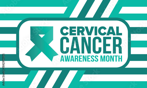 Cervical Cancer Awareness Month. Celebrate annual in January. Woman healthcare. Girl solidarity. Cancer prevention. Female disease. Medical healthcare concept. Poster, banner and background. Vector