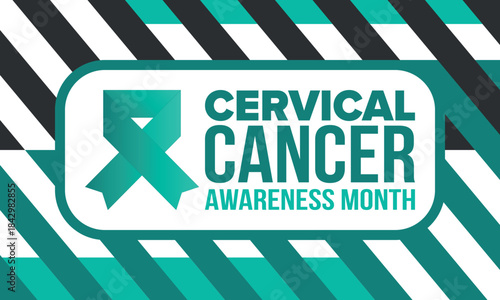 Cervical Cancer Awareness Month. Celebrate annual in January. Woman healthcare. Girl solidarity. Cancer prevention. Female disease. Medical healthcare concept. Poster, banner and background. Vector