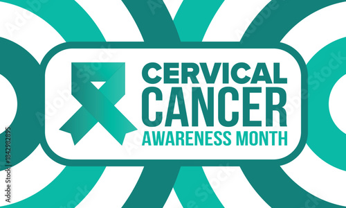 Cervical Cancer Awareness Month. Celebrate annual in January. Woman healthcare. Girl solidarity. Cancer prevention. Female disease. Medical healthcare concept. Poster, banner and background. Vector