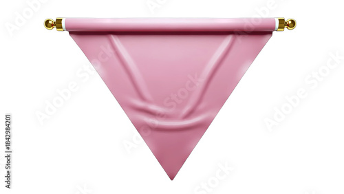 Pink Pennant Banner Hanging on White Background