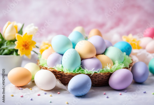 Easter pastel colored eggs
