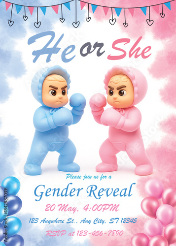 Photo Gender Reveal Invitation – Personalized Baby Announcement Template