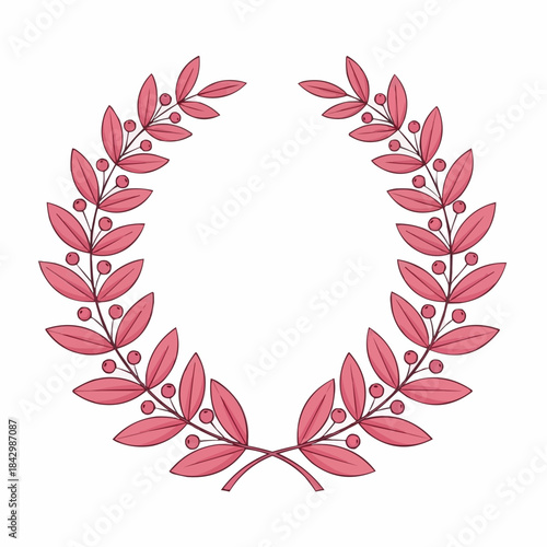 Pink laurel wreath emblem or frame