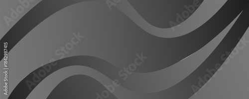 Dark grey abstract wide horizontal banner with hexagon carbon fiber grid and orange luminous lines. Technology vector background with orange neon lines