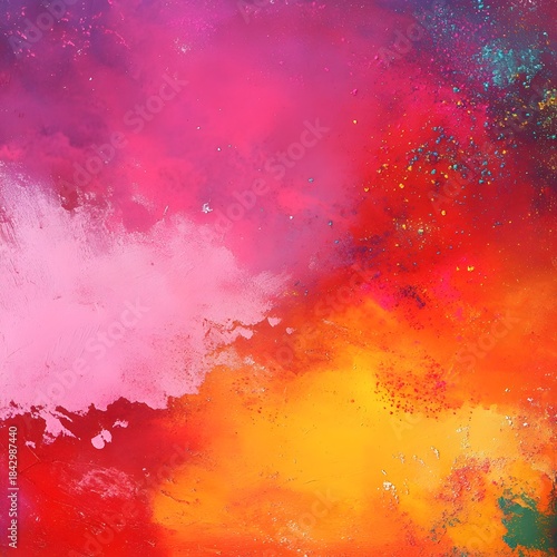 Rainbow sky background with stars and bokeh. Abstract colored background for Holi festival.