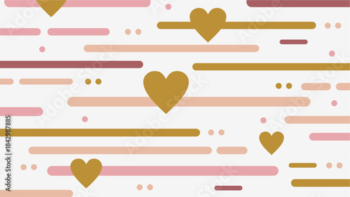 Modern Pastel Heart Line Pattern Background for Valentine’s Day