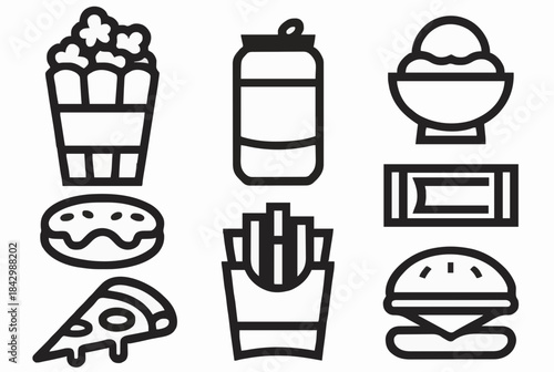Variety of fast food icons for menu design
