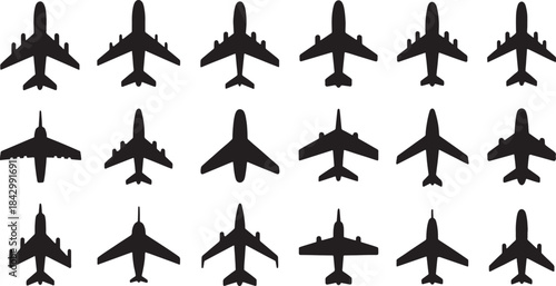 "Travel Icons – Airplanes, Luggage, Passport, and Airport Illustrations for Travel Design"