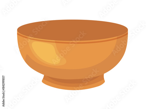 Clay kitchen bowl. Flat vector clipart, illustration with isolated background.