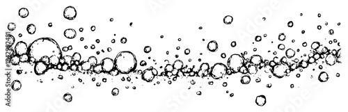 Hand drawn vector texture of scattered floating soap bubbles or spheres