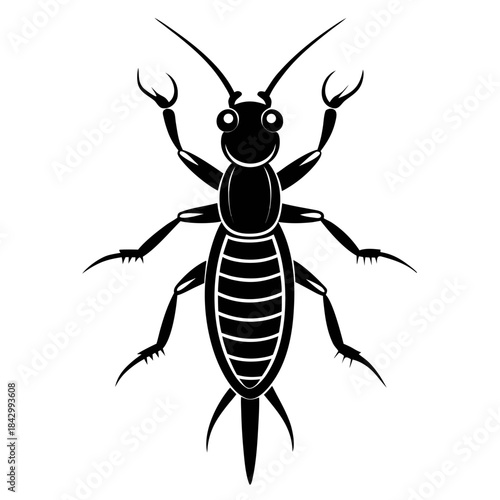 Earwig Black Silhouette Vector – Clean White Background Design
