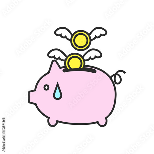 豚の貯金箱、浪費、散財