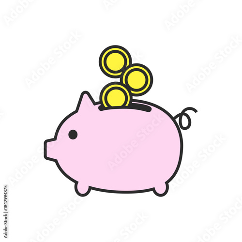 豚の貯金箱、貯金、貯蓄、コイン、カラー