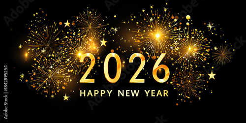 Wallpaper Mural Happy New Year 2026 Celebration Text with People Celebrating, Festive Party Background Torontodigital.ca