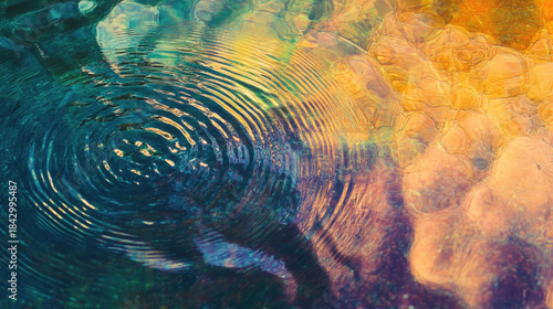 Close-up of concentric water ripples, showcasing patterns and textures AI Generative