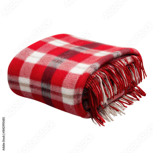 Red and white plaid throw blanket