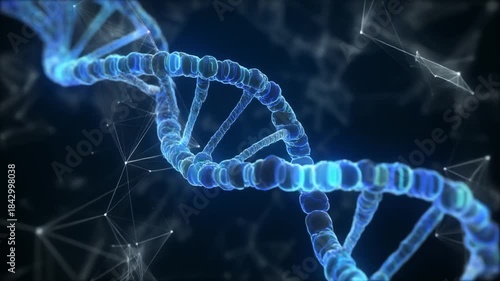 Abstract representation of digital binary plexus DNA molecule strand helix spiral. For visual