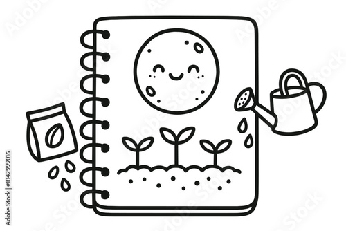 Book with a drawing of a moon and plants on the cover