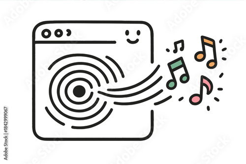 Cartoon drawing of a washing machine with a smiley face on it