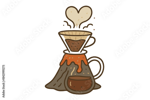 Cartoon drawing of a coffee pot with a heart on it