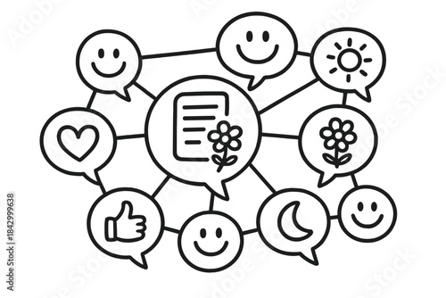 Group of people are smiling and connected by a piece of paper