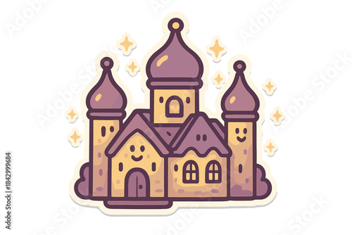 Wallpaper Mural Cartoon drawing of a castle with a smiling face on it Torontodigital.ca