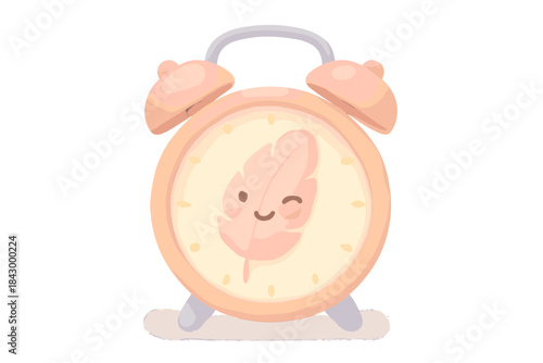 Cartoonish alarm clock with a leaf on it