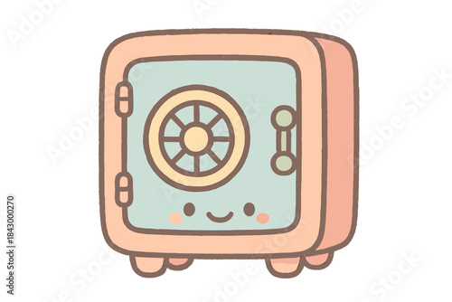 Cartoonish safe with a smiling face on it