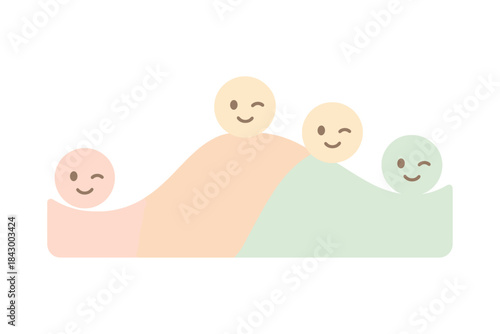 Adorable Wave Meter. A cute "wave reading" skill level indicator with winking markers, soft harmonious pastel palette, No text, No