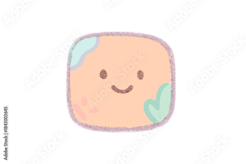 Smiling Resilience Artifact. A tiny "resilience artifact" identifier with a smiling face, cozy pastel doodle colors, No text, No