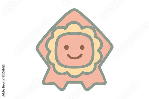 Indie Spirit Mascot. A tiny "indie spirit" mascot symbol with a smiling face, cozy pastel doodle colors, No text, No labels,
