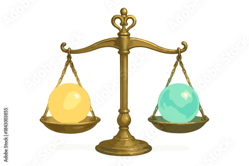 Empathy Scale Balance. a balance scale measuring empathy, with glowing orbs of different feelings resting on each side, pale gold