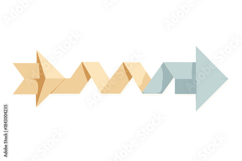 Unfolding Origami Future. a soft origami timeline gradually unfolding from past to present to future, golden and pale blue tones,