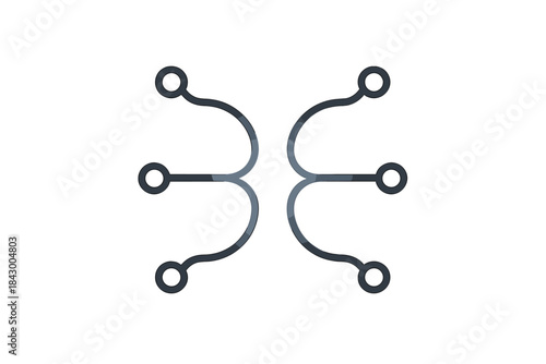 Liquid Junction Icons. Line style icons of refined liquid junction: soft radiance, rounded nodes, symmetrical paths, subtle