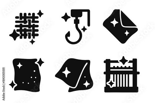 Radiant Allure Icons. Solid style icons of radiant allure: a shining weave that attracts, a luminous lure being crafted, a