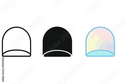 Geometric Dome Designs. Simplified geometric dome silhouette evoking pearl material and soft symmetry, first in line style with
