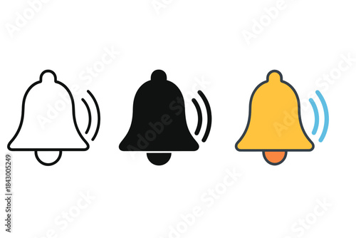 Sound Transmission Symbols. Symbolic composition merging bell shape with wave form to represent sound transmission, first in line